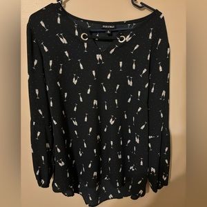 Roz & Ali Champagne Glass Pattern Blouse